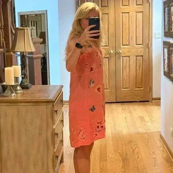 Johnny Was Adara Linen V Neck Coral Embroidered Tank Dress Size XXS/XS - Picture 8 of 16
